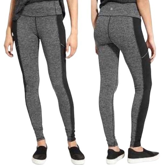 Athleta Leggings Drifter Moto Black & Gray Herringbone Pants Women’s Size Small - Picture 1 of 12